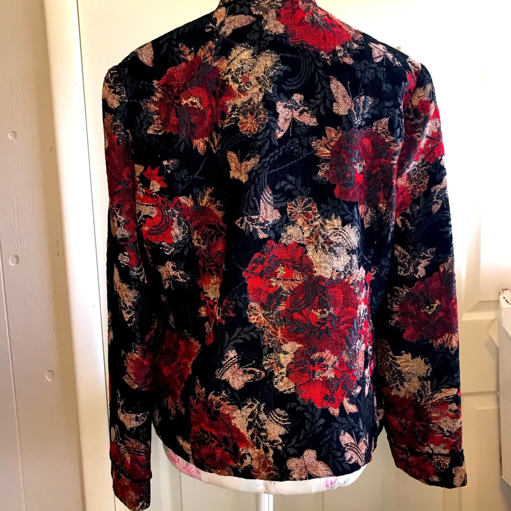 Cynthia Max Vibrant Floral Embroidered Blazer, Size Medium